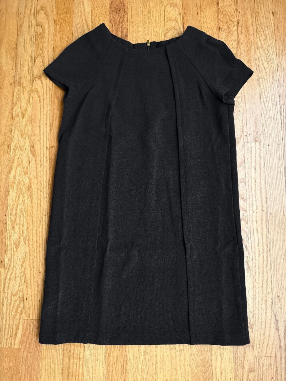 Mango Black Short Sleeve Shift Mini Dress Gold Zipper